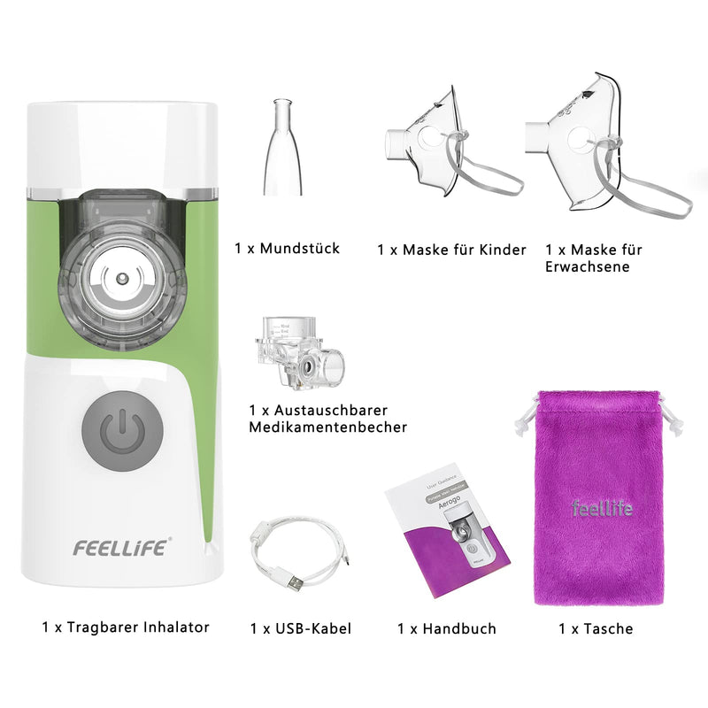 Feellife Inhaler For Kids & Adults - Quiet Inhaler For Babies - Portable, Lightweight & Effective For Respiratory Diseases - Music Function, 2 Medicine Cups Included - NewNest Australia