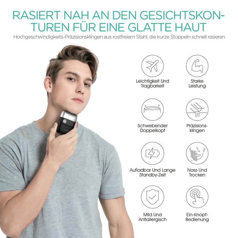 Voyor Foil Shaver, Portable Razor Men'S Electric Wireless And Rechargeable Usb Mini Shaver For Shaving Beard, Head And Face Wet & Dry Ideal For Travel Er300 (Silver) - NewNest Australia