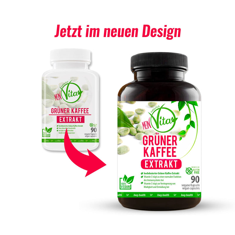 MeinVita Green Coffee - 1376 mg (daily portion) - high dosage - 100% vegan capsules, 90 pieces (74 g) - NewNest Australia