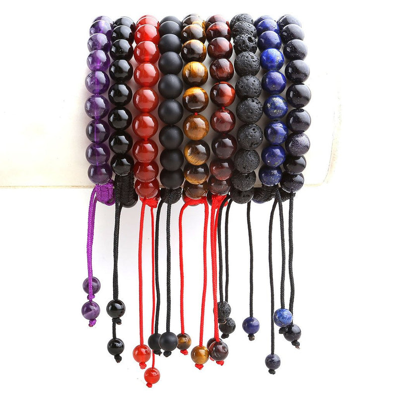 JOVIVI Lava Rock Stone Anxiety Bracelet Women Men Healing Crystal Black Volcanic Stone Worry Beads Aromatherapy Essentail Oil Diffuser Bracelet Jewellery Gifts - NewNest Australia