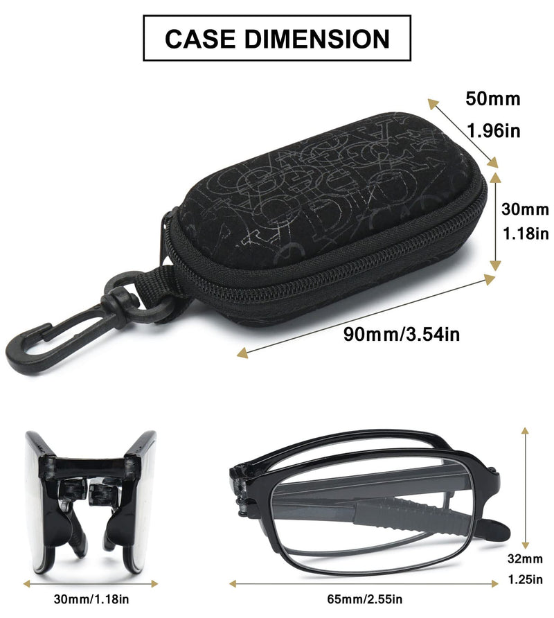 VEVESMUNDO Reading Glasses Foldable Folding Glasses Men Women Small Compact Glasses with Diopters with Case +1.0, +1.5, +2.0, +2.5, +3.0, +3.5, +4.0 Black 2.5 x - NewNest Australia