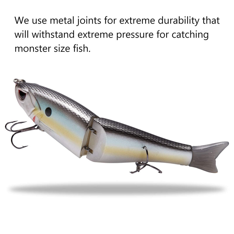 Bassdash SwimShad Glide Baits Jointed Swimbait Bass Pike Salmon Trout Muskie Fishing Lure Threadfin 4.5in/0.65oz - NewNest Australia