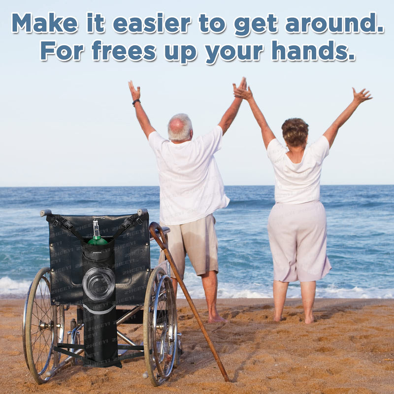 ZHEEYI Oxygen Cylinder Bag for Wheelchairs with Buckles, Fits Any Wheelchair, Black (Fits Most Oxygen cylinders) - NewNest Australia