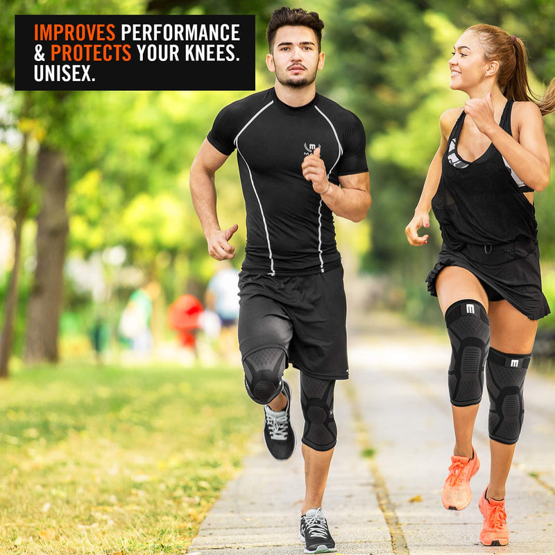 Mava Sports Knee Compression Sleeve Support for Men and Women - Perfect for Powerlifting, Weightlifting, Running, Gym Workout, Squats and Pain Relief Active Black - Strap X-Large - NewNest Australia