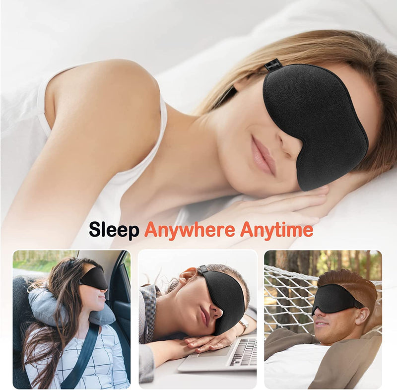 AMAZKER Sleep Eye Mask for Men Women 3D Contoured Cup, Concave Molded, Block Out Light, Molded Soft Comfort Eye Shade with Adjustable Strap for Travel Yoga Nap Upgrade Gently-black - NewNest Australia