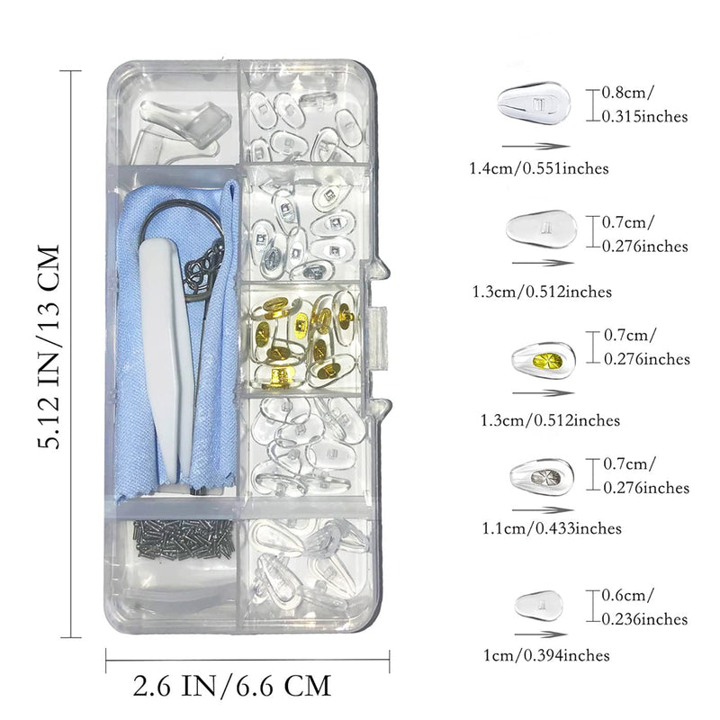 Glasses repair set, 25 pairs of silicone screw-on nose pads for glasses, with screws, tweezers and glasses cleaning cloths - NewNest Australia