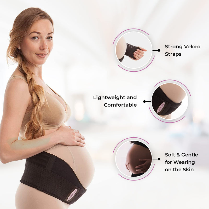 GABRIALLA Breathable Cotton Lined Maternity Support Belt, Helps Prevent Stretchmarks & Relieve Lower Back Pain, Best Pregnancy Belly Support Band, Made in USA, MS-96i Black Small - NewNest Australia