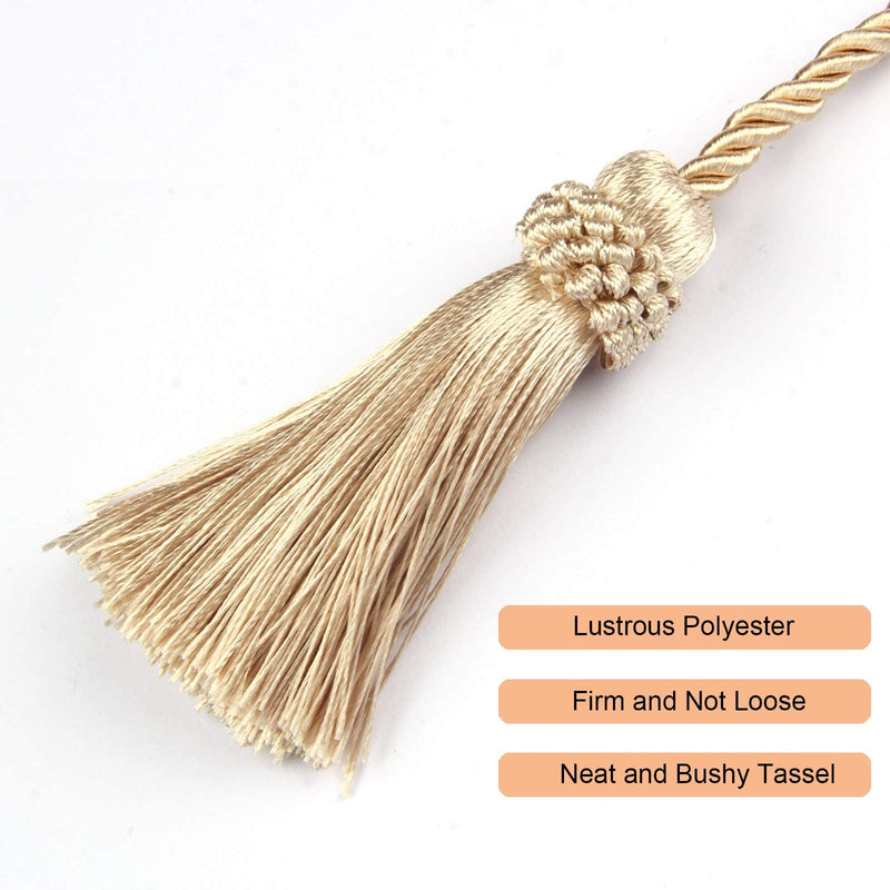 Fenghuangwu Curtain Tiebacks Handmade Decorative Curtain Holdbacks Rope with Tassel (Beige, 6) Beige - NewNest Australia
