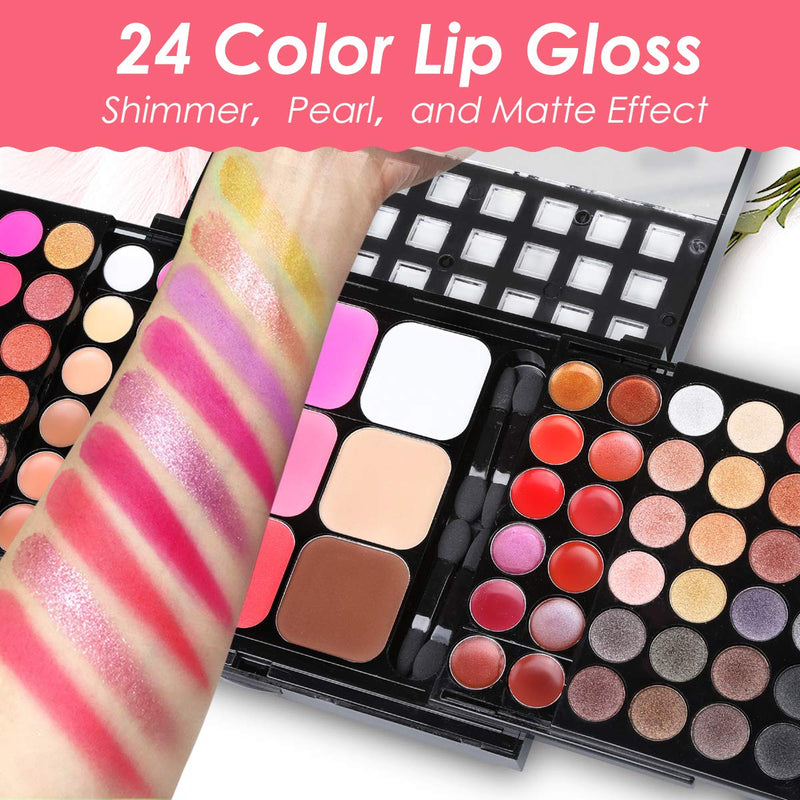 Hotrose Full 78 Color Eyeshadow Palette Makeup Palette Matte and Shimmer Lip Gloss Blusher Concealer Kit Beauty Cosmetic Makeup Set Gift Set for Teen Girls and Women - NewNest Australia