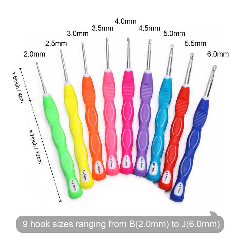 KOKNIT Professional Crocheter Kit, 9 Pcs Extra Longer Ergonomic Crochet Hooks 14 Pcs Aluminum Crochet Needles Various Accessories in Pretty Storage Case Blue Flower - NewNest Australia