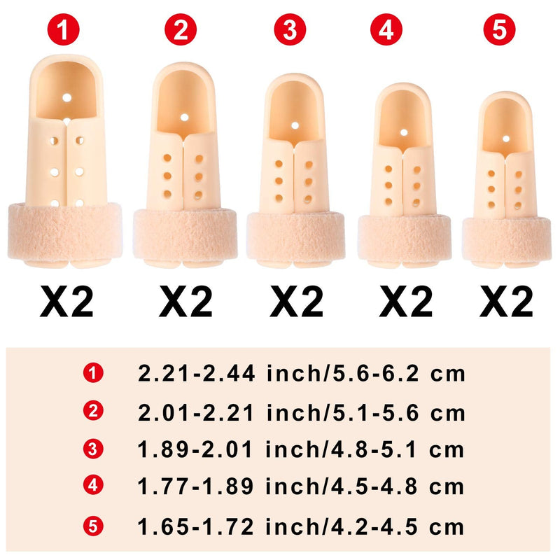 10 Pieces Finger Splint Mallet Finger Support Finger Splint Brace Plastic Finger Support Protector for Adjustable Finger Immobilizer for Basketball Finger Joint Protection, 5 Sizes - NewNest Australia