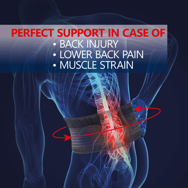 Back Support Belt Back Strap With Stabilizing Rods For Pain Reduction And Posture Correction, Adjustable Back Support For Men And Women With 8 Rib Stiffs, Height 18 Cm, Black, Large - NewNest Australia