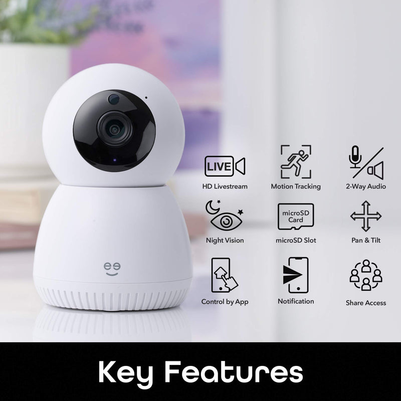 Geeni Scope WiFi Indoor Smart Motion Tracking Security Camera & Mounting Kit, 2 Way Audio & Night Vison, Compatible with Alexa and Google, No Hub Required - NewNest Australia