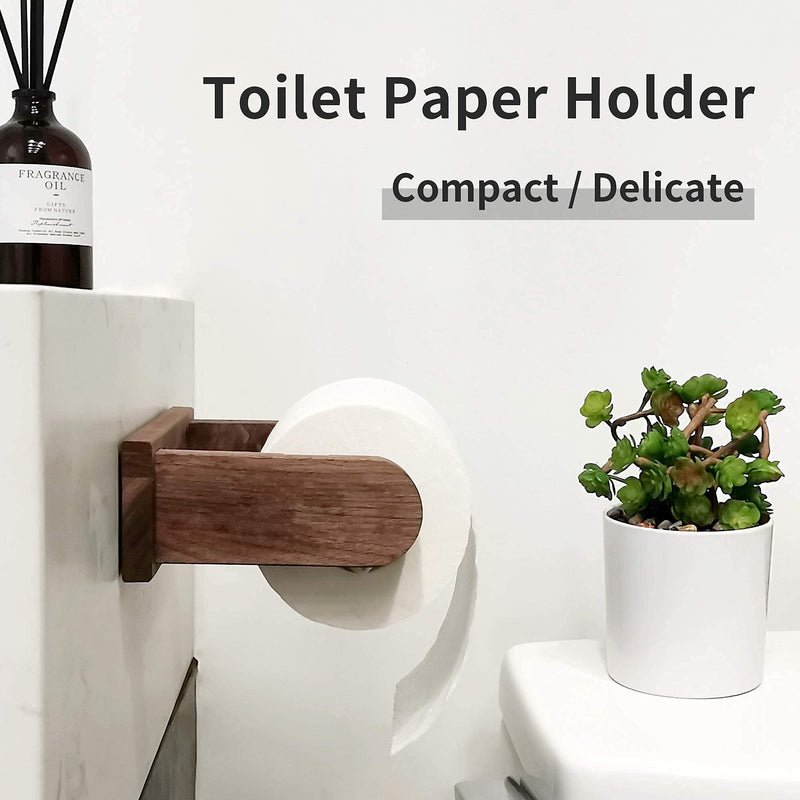 Paper-Towel Roll Holder Kitchen-Bathroom Walnut-Wood - (2 Pack) Self Adhesive Under Cabinet Paper Towel Rack &Toilet Tissue Dispenser, Wall Mount No Drilling Hanging Organizer DIY for RV/Bedroom/Bar Natural 2 Pack - NewNest Australia