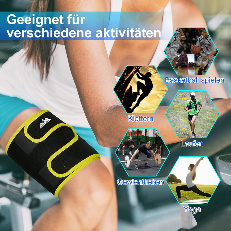 Supregear Thigh Support, Adjustable Thigh Compression Cuff, Neoprene Hamstring Quad Wrap Breathable Non-Slip Upper Leg Support Leg Slimmer For Men And Women, Yellow - NewNest Australia