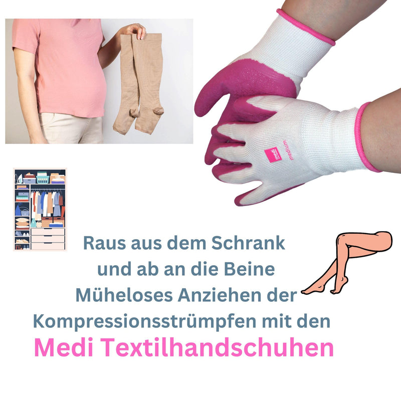 Medi textile gloves (pair) for easy application of compression stockings including Olanmarp laundry net - easy to use (gloves size L) gloves size. L - NewNest Australia