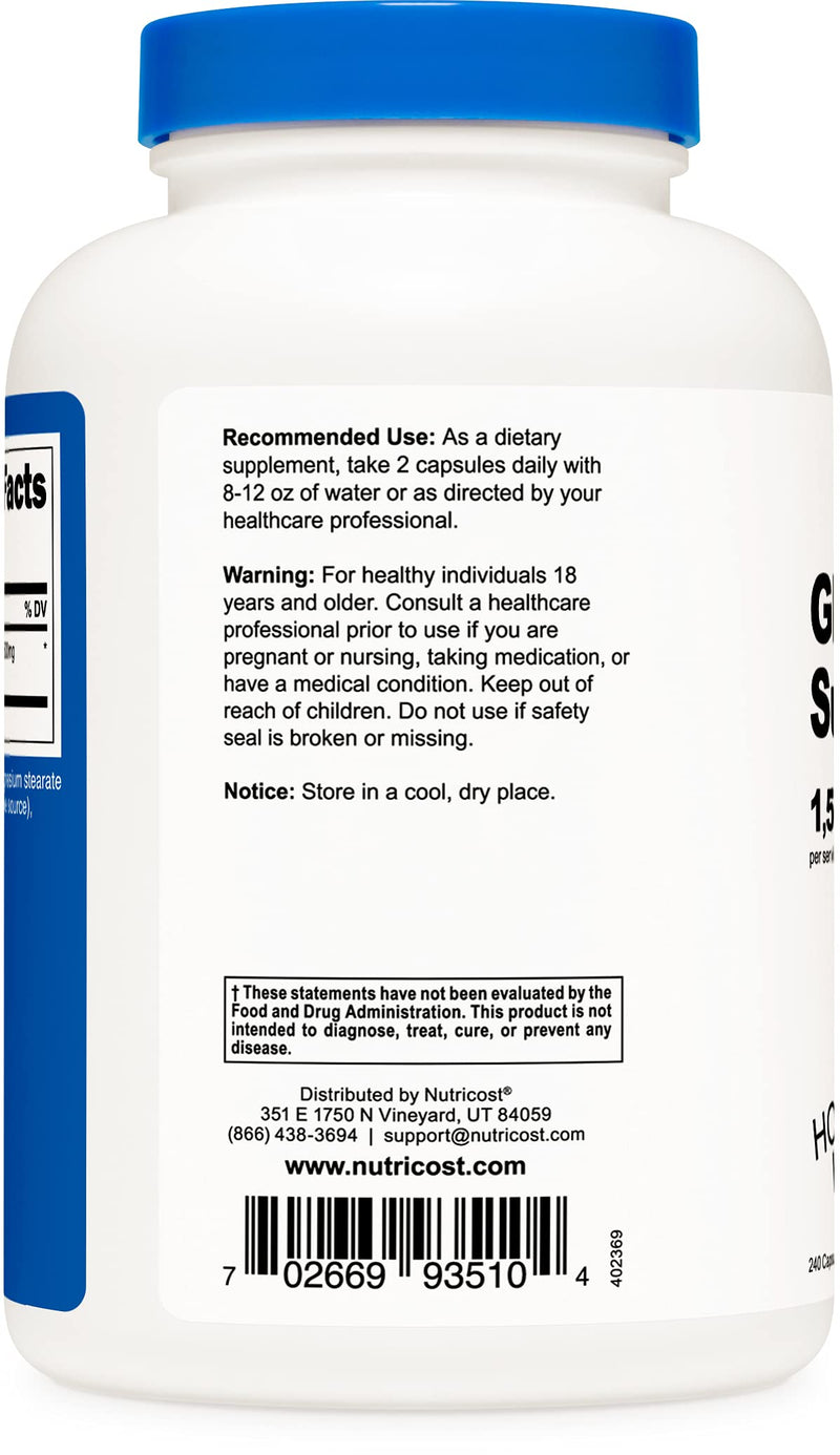 Nutricost Glucosamine Sulfate 750mg, 240 Capsules (1500mg Per Serving) - NewNest Australia