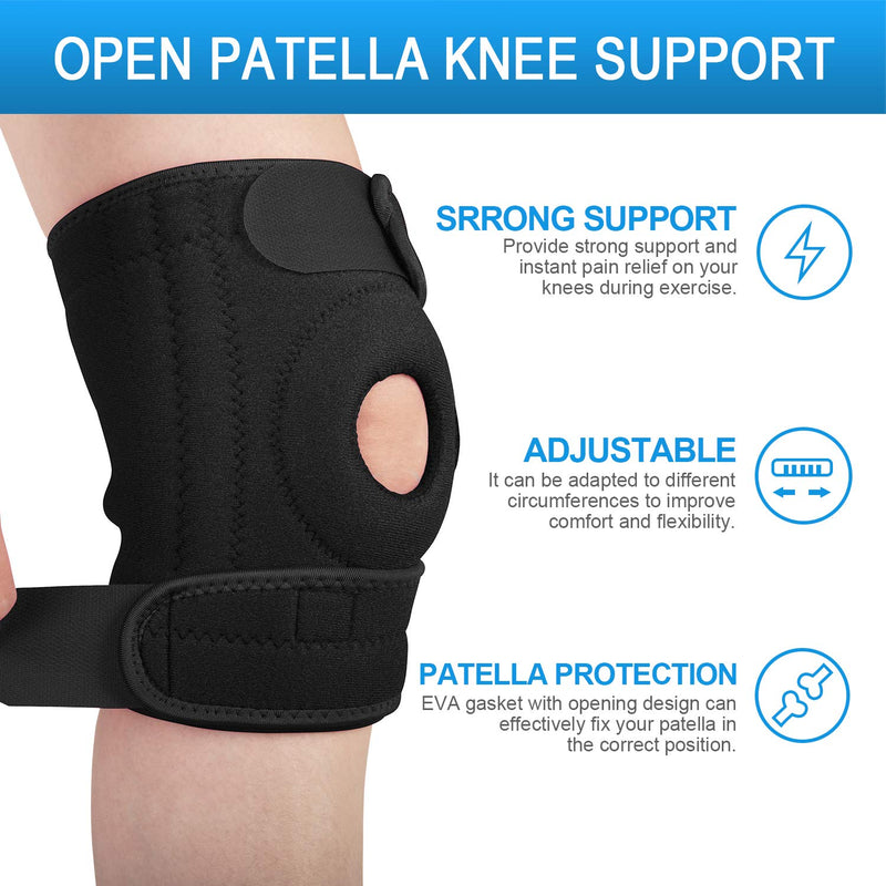 AVIDDA Knee Supports, Open Patella Knee Brace for Men Women, Neoprene Knee Braces for Joint Pain, Sports, Walking, Running, Black Large (18.5" to 22.5") Size M-XL: 18.5" to 22.5" - NewNest Australia