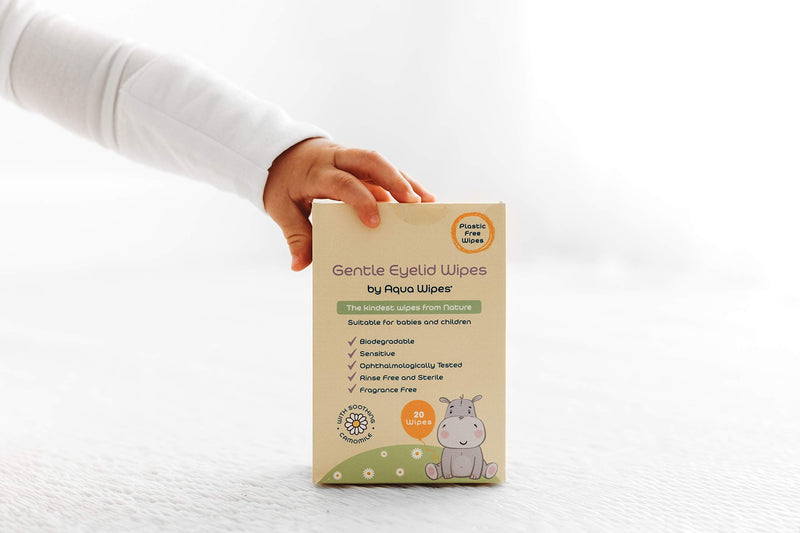 Aqua Wipes Gentle Eyelid Wipes - Vegan, Sensitive, Biodegradable Wipes with Soothing Camomile, Suitable for Babies, Children and Newborns (20 Single-Use Wipes) - NewNest Australia