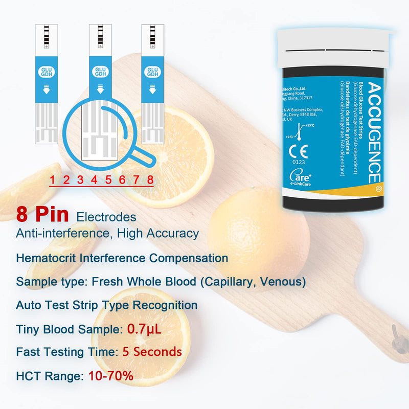 ACCUGENCE Blood Glucose Test Strips With 50 Test Strips Lancets Diabetes Blood Sugar Test Strips. (Suitable for ACCUGENCE PM900 Multifunctional blood glucose monitor) 50Pcs Blood Glucose Test Strips - NewNest Australia