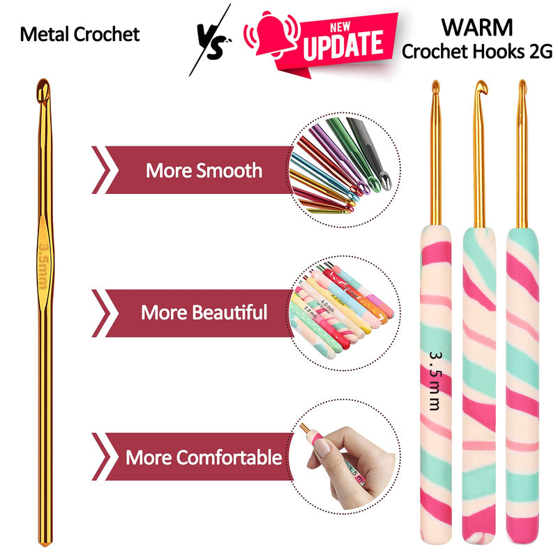 Coopay Warm Crochet Hooks 2G Crochet Hook Set for Women Girls Mom Teens, Cute Crochet Needles for Crocheting Art Aluminum Soft Grip Comfortable Knitting Hook for Yarn Craft Crochet Kit for Beginner Bright Fruit - NewNest Australia