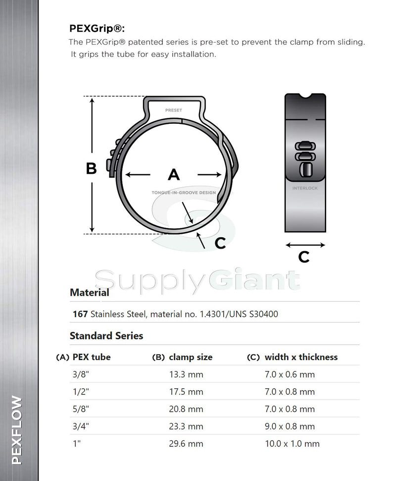 SUPPLY GIANT QYLU-DS34-70 Oetiker Style Pinch Clamps Pex Cinch Rings 1/2 INCH, Stainless Steel Pack of 50 - NewNest Australia