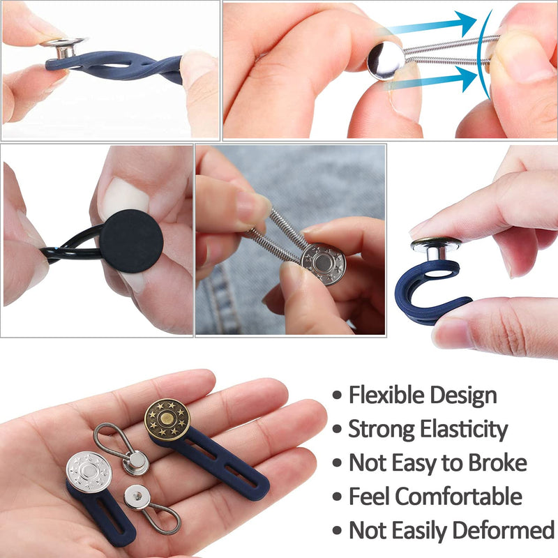 24 Pcs Extender Button Set, Flexible Adjustable Elastic Waist Extender Button, Comfy Invisible Collar Neck Extenders, No-Sew Extend Buttons for Women and Men's Pants Jeans Skirts Clothing Supplies - NewNest Australia