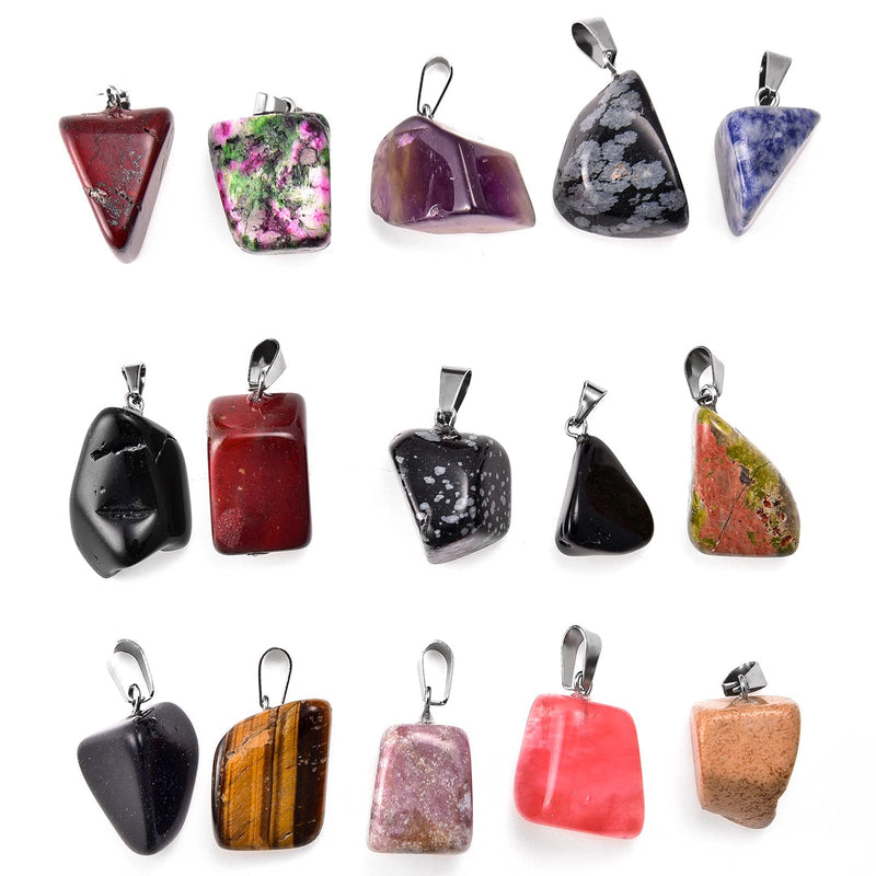 50 Pieces Mixed Stone Beads Crystal Stone Pendants Quartz Charms with Storage Bag for Jewelry Making (Irregular Style) Irregular Style - NewNest Australia