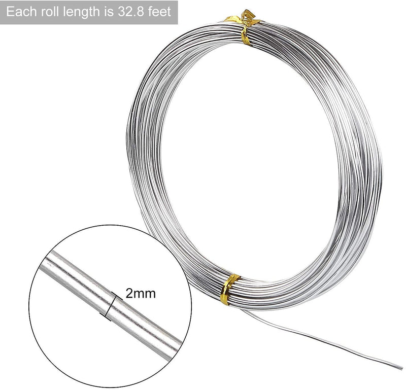 14 Gauge Aluminum Wire Silver Aluminum Wire 2mm Metal Craft Armature Wire 14 Gauge Bendable Metal Wire for Making Beading Jewelry Craft Dolls Skeleton DIY Crafts (4 Rolls, Total 131.2Ft) 14 Gauge Wire D2.0mm - NewNest Australia
