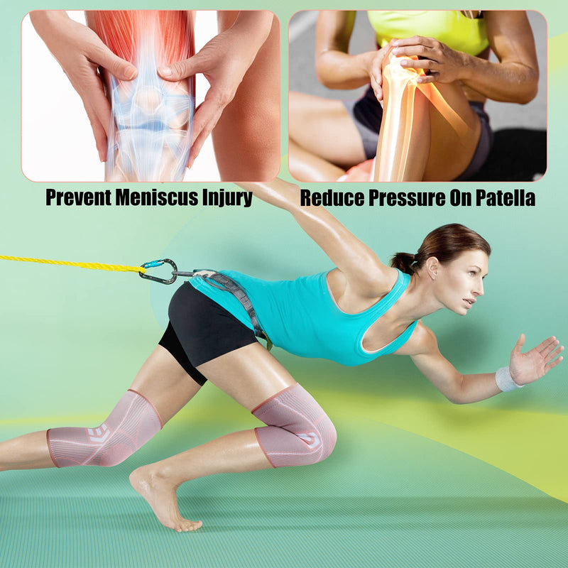 KGONE 2 Pack Knee Support Brace for Women, Compression Knee Sleeve for Arthritis, Joint Pain, Pain Relief, Meniscus Tear, Injury Recovery, Fitness, Running, Work Out, Gym, Hiking, Sports L - NewNest Australia