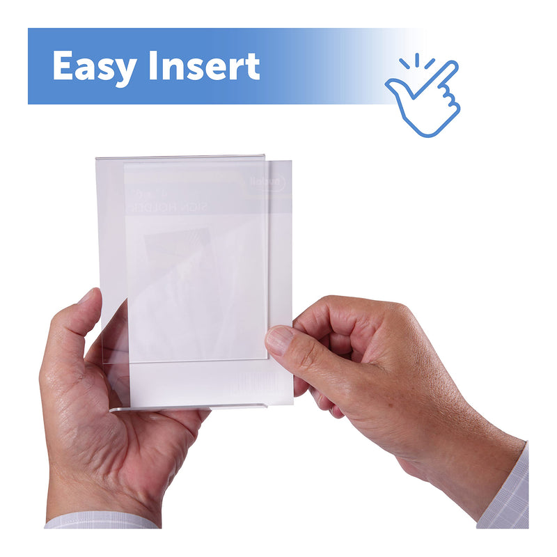 NuDell 4" x 6" L-Shaped Slanted Sign Holder - Self-Standing Ad Frame, Clear (35446) 4-inch x 6-inch - NewNest Australia