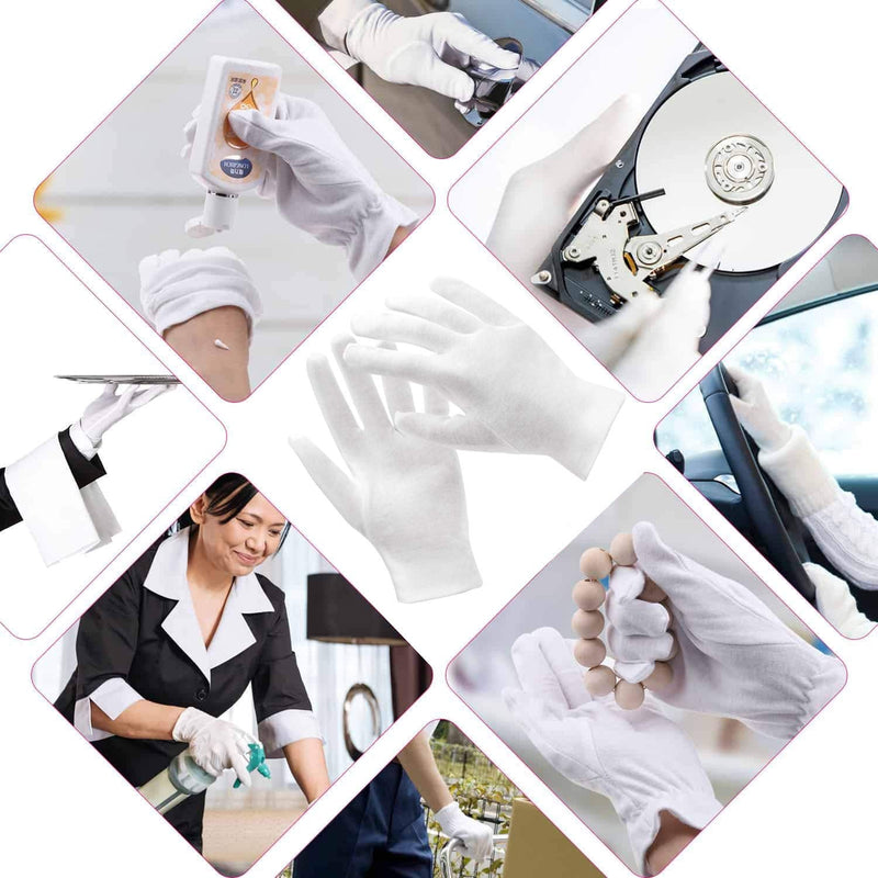 White Cotton Gloves Moisturizing Gloves Soft Elastic Skincare Glove Working Gloves for Women Dry Hands Jewelry Inspection and More, One Size Fits Most (10 Pairs) 10 Pairs - NewNest Australia