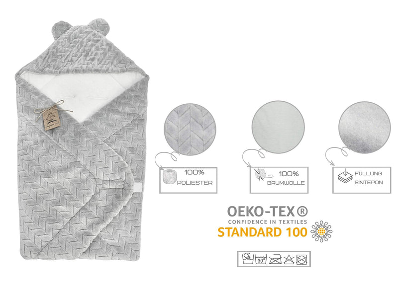 Bo Swaddling Blanket For Baby Seats, Strollers And Child Seats - Baby Blanket For Newborns In Ideal Size 80X80Cm With Hood And Velcro Fastener For Winter And Summer Gray - NewNest Australia