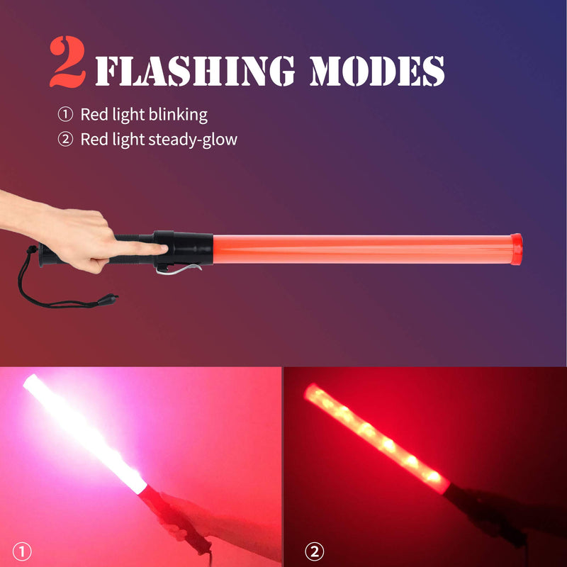 E-riding 21 inch Signal Traffic Safety Baton 2 Pieces Led Light Traffic Wands with 2 Flashing Modes for Parking Guides, Using 2 C-size batteries (Not included) - NewNest Australia