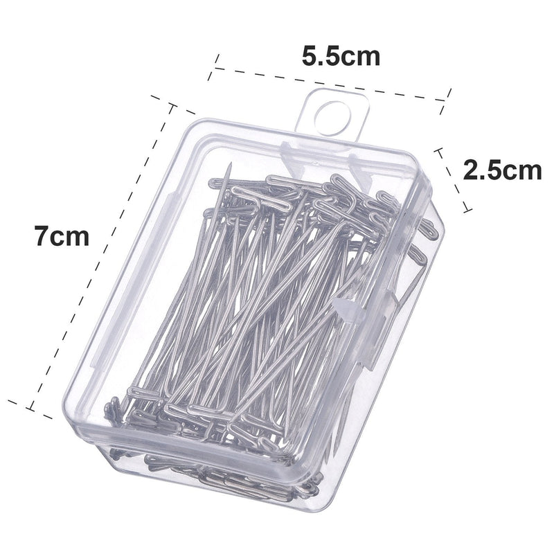 Mudder 100 Pack Wig T-Pins 2 Inch with Plastic Box, Silver - NewNest Australia