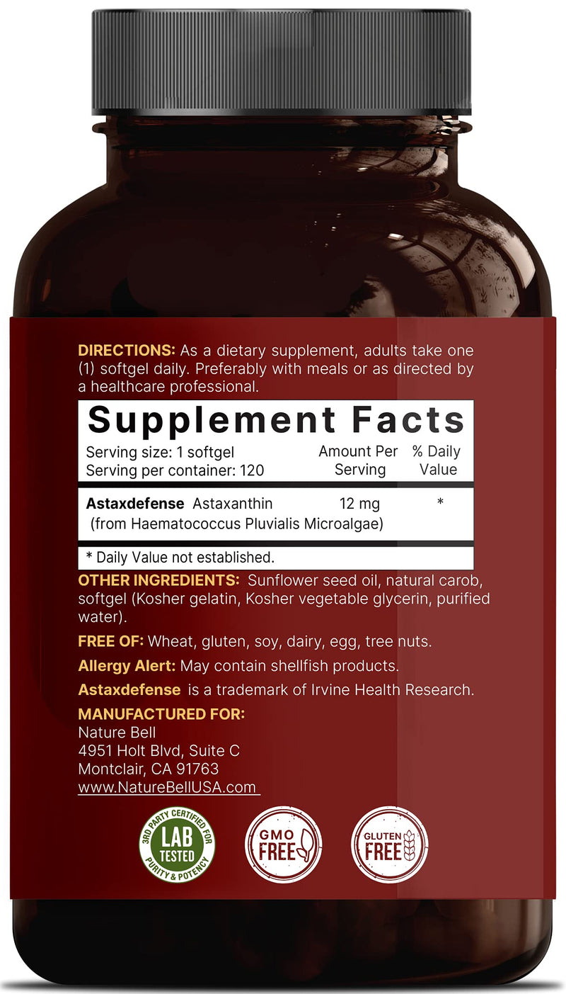 Maximum Strength Astaxanthin Softgel Supplements, Astaxanthin 12mg, 120 Softgels, 4 Month Supply, Strongly Promotes Skin & Joint Health, Hear Function and Immune Support, Non-GMO - NewNest Australia
