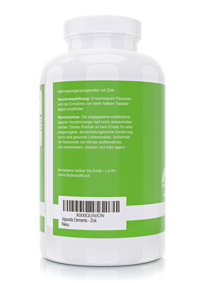 High-dose zinc tablets - 50 mg zinc gluconate per tablet - 365 vegan zinc tablets as a 2-year supply - dietary supplement from Alparella Elements - NewNest Australia
