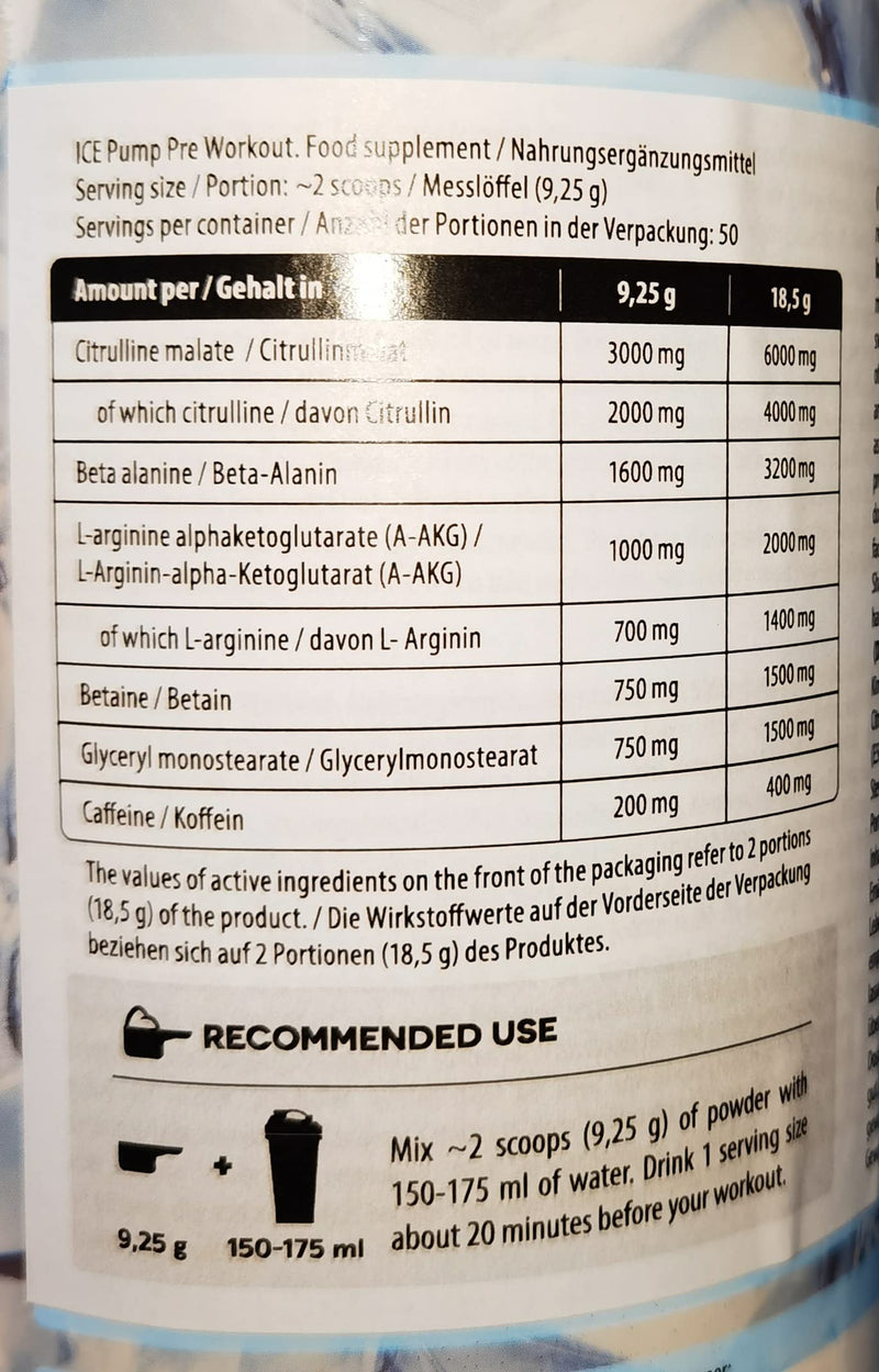 Fa Nutrition Ice Pump Booster, 463 G Per Container, Pre-Workout Training, Cooling Effect, Body Building, L-Citrulline, Beta Alanine Caffeine, Dietary Supplement (Icy Lychee) - NewNest Australia