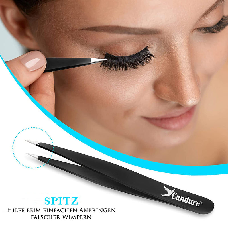 Candure Professional Eyebrow Tweezers Precision Set 4 Stainless Steel Tweezers for Removing Blackheads, Ingrown Hairs, Eyelashes Black - NewNest Australia