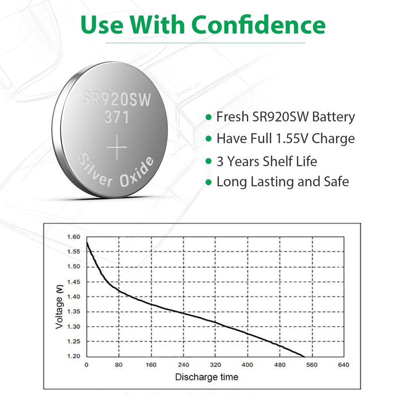 LiCB 10 Pack 371 SR920SW Watch Battery,Long-Lasting & Leak-Proof,High Capacity Silver Oxide 1.55V Button Cell Batteries for Watch - NewNest Australia
