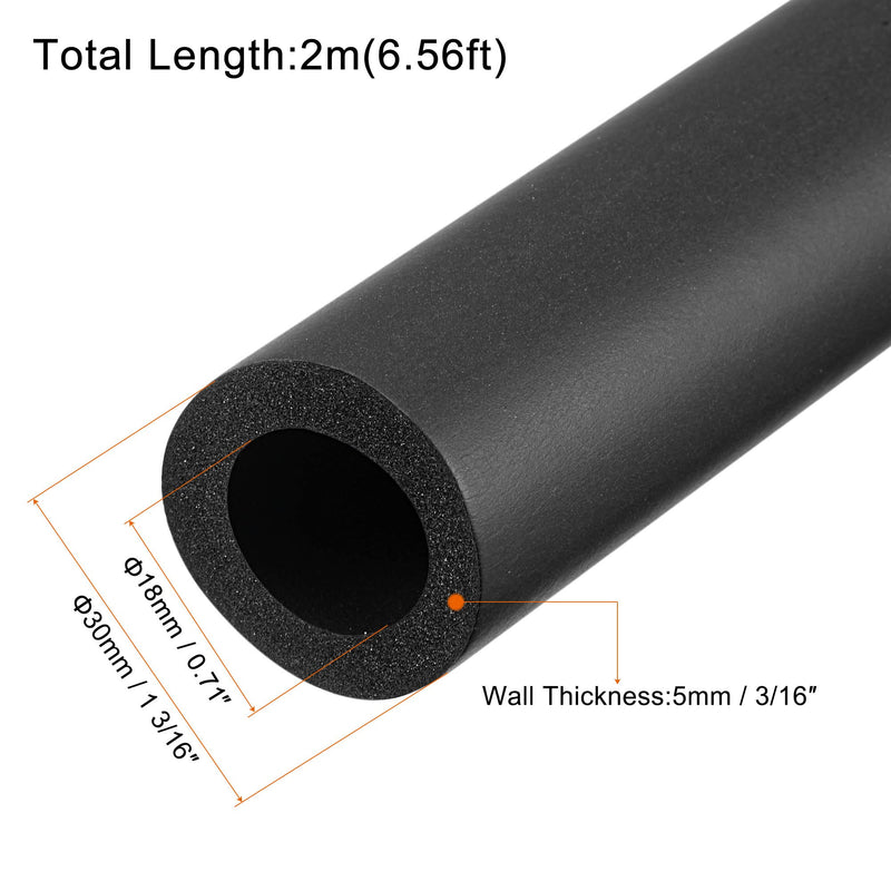 MECCANIXITY Foam Tubing, 18mm ID 30mm OD 2m Length Tube Covers for Handle Grip Support Pipe Insulation, Black 18mm x 30mm x 2m - NewNest Australia