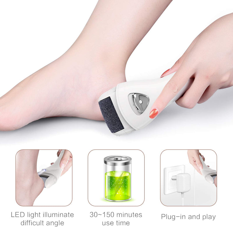 Hard Skin Remover, MYCARBON Electric Foot File Rechargeable Callus Remover Pedicure Tools with 2 Speeds&3 Rollers for Foot Care White - NewNest Australia