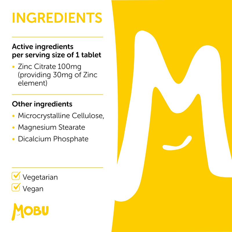 Zinc 100mg 120 Tablets Max Strength | Immune Function, Fertility & Healthy Bones, Vision, Hair, Nails and Skin | Zinc Supplement | Vegan UK Made | GMP Approved | MOBU - NewNest Australia