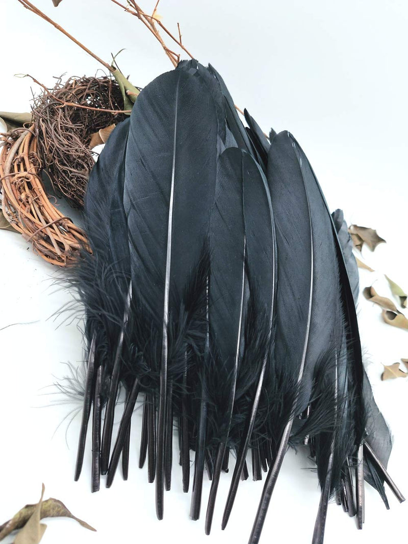 100pcs 6-8 inches Black Dyed Natural Goose Feathers for Crafts DIY Wedding Party Decoration Accessories (Black) - NewNest Australia