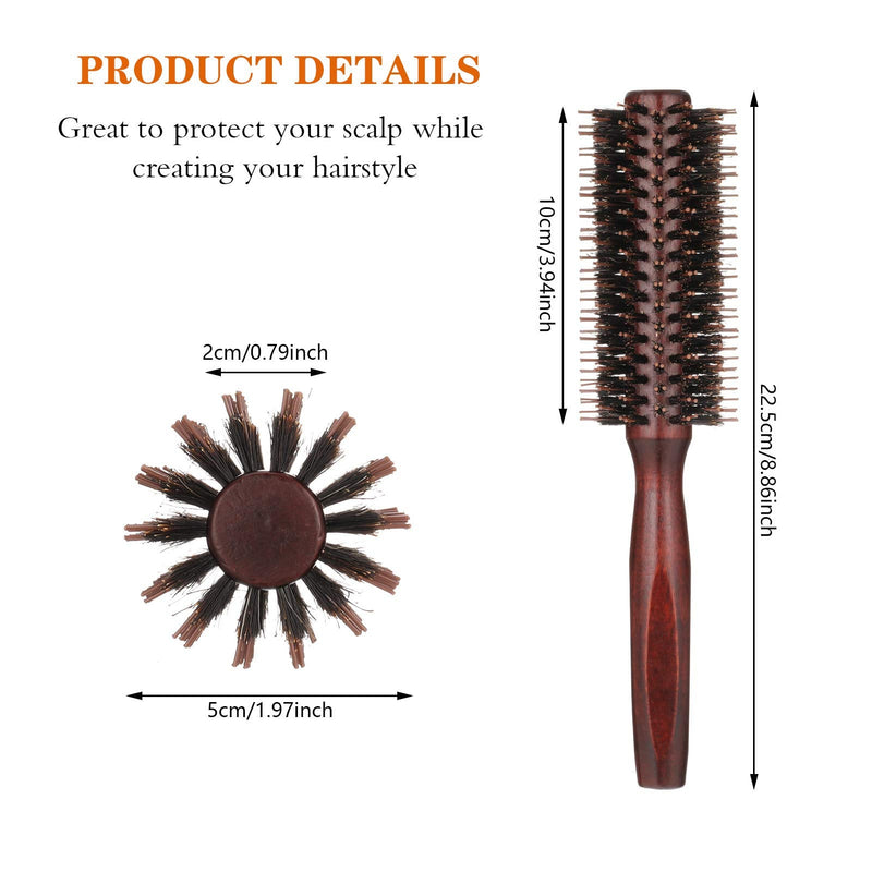 Firtink 1 Pack Boar Bristle Round Brush Round Hair Brush, Wooden Handle Styling Brush Anti Static Quiff Roller Hair Comb for Men and Women, Straightening and Curling, Wet and Dry Hair - NewNest Australia