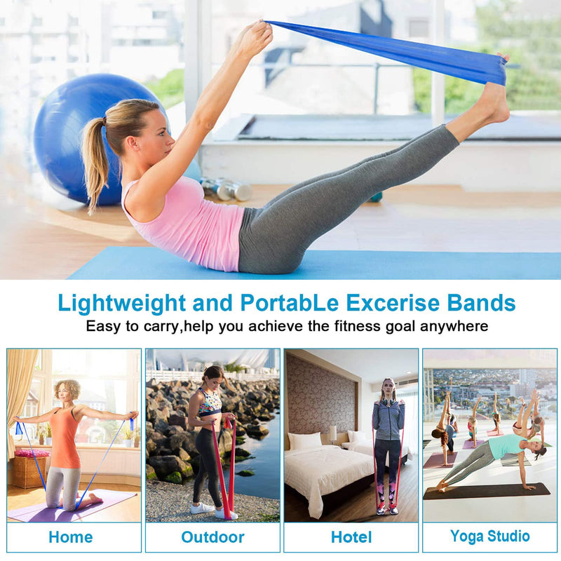 Resistance Bands Set, 3 Pack Professional Latex Elastic Bands for Home or Gym Upper & Lower Body Exercise, Physical Therapy, Strength Training, Yoga, Pilates, Rehab, Blue & Purple & Pink - NewNest Australia