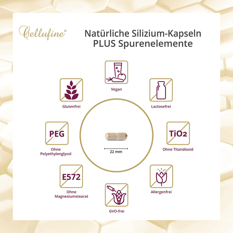 Cellufine® natural silicon from bamboo 75 mg - 120 silicon capsules vegan, high-dose silicon, silicon capsules as a dietary supplement, natural & without preservatives - NewNest Australia