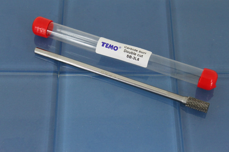 TEMO SB-3L6 Double Cut Carbide Rotary Burr File, 3/8 Inch Head Cylinder End Cut, 1/4 Inch Diameter 6 Inch Long Shank 6" SB-3L6 - NewNest Australia