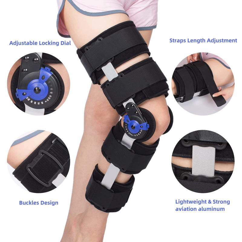 Tairibousy, Knee Brace Adjustable Knee Brace Stabilization Rom Post-Op Knee Immobiliser Adjustable Knee Immobiliser With Side Leg Stabilizers For Meniscus Tears (Additional Shoulder Strap) - NewNest Australia