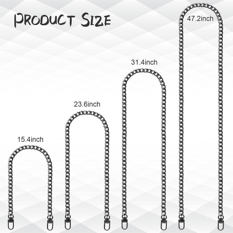 4 Pieces Different Sizes Iron Replacement Flat Chains Iron, Metal Chain Strap for DIY Purse Handbag Shoulder Crossbody Bag Clutch by RAPUDA(15.4 Inch, 23.6 Inch, 31. 4 Inch, 47.2 Inch) Black - NewNest Australia